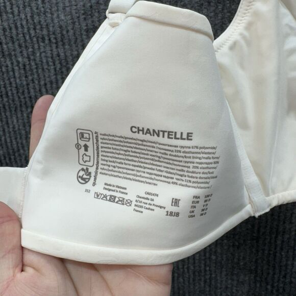 Chantelle Bra 38D Comfort Chic Back Smoothing Wire Free Talc Ivory 18J8 NEW - Picture 8 of 9